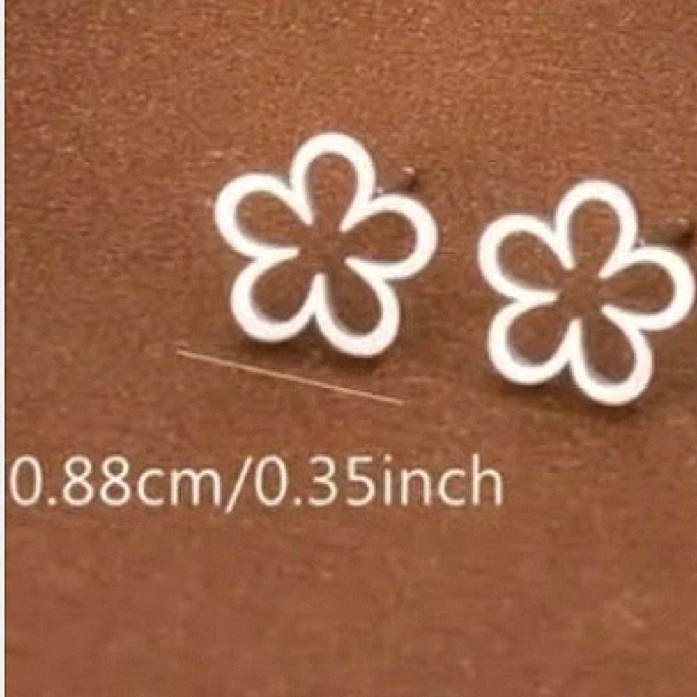 4 for $24 | Flower Stainless Steel Stud Earrings - Picture 4 of 4